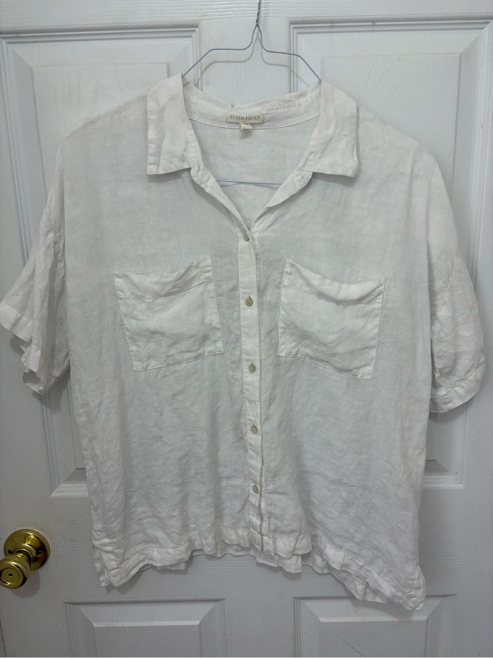 Eileen Fisher white 100% organic linen shirt